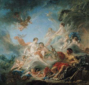The Forge of Vulcan, tai Vulcan esittelee aseita Aeneakselle Venukselle, kuvakudossarjakuva, 1757